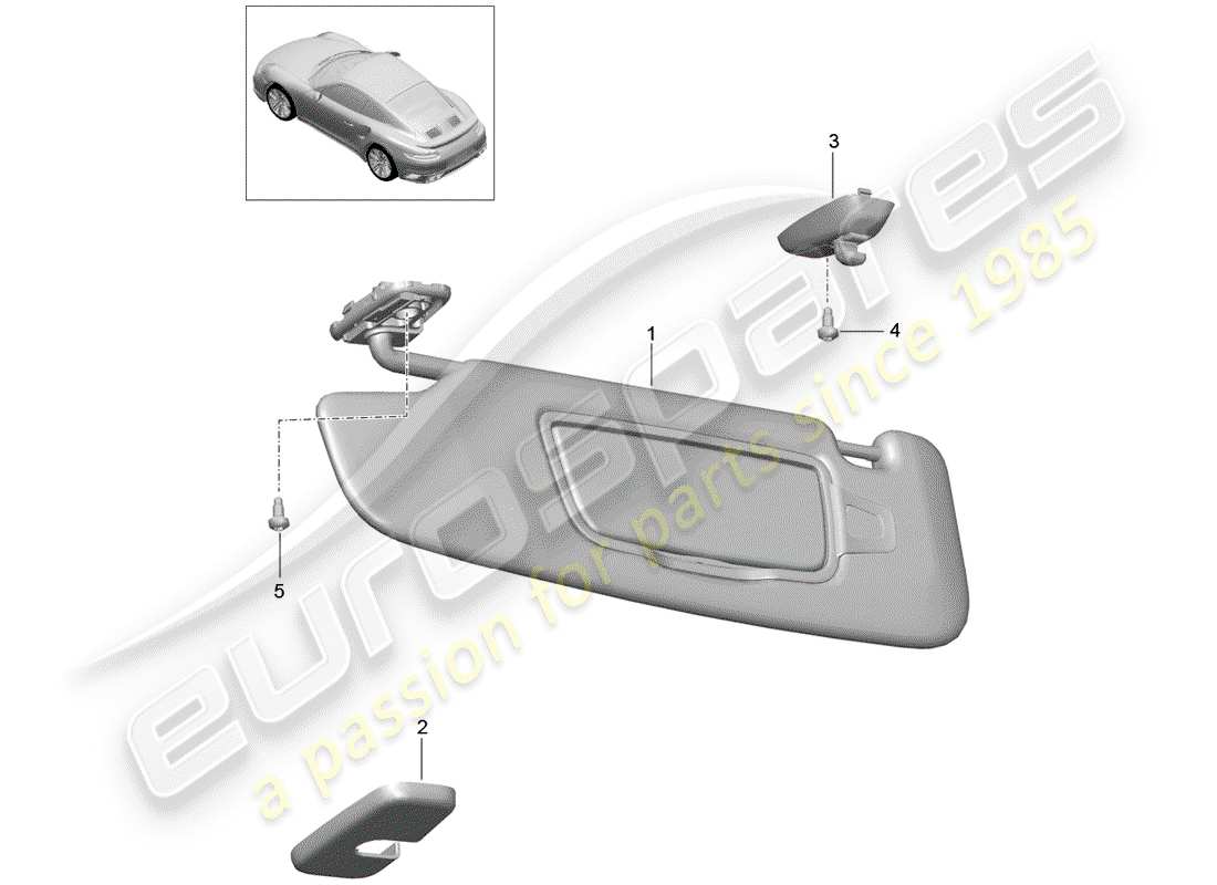 porsche 2016 (991-1 turbo) sun vizors diagrama de piezas