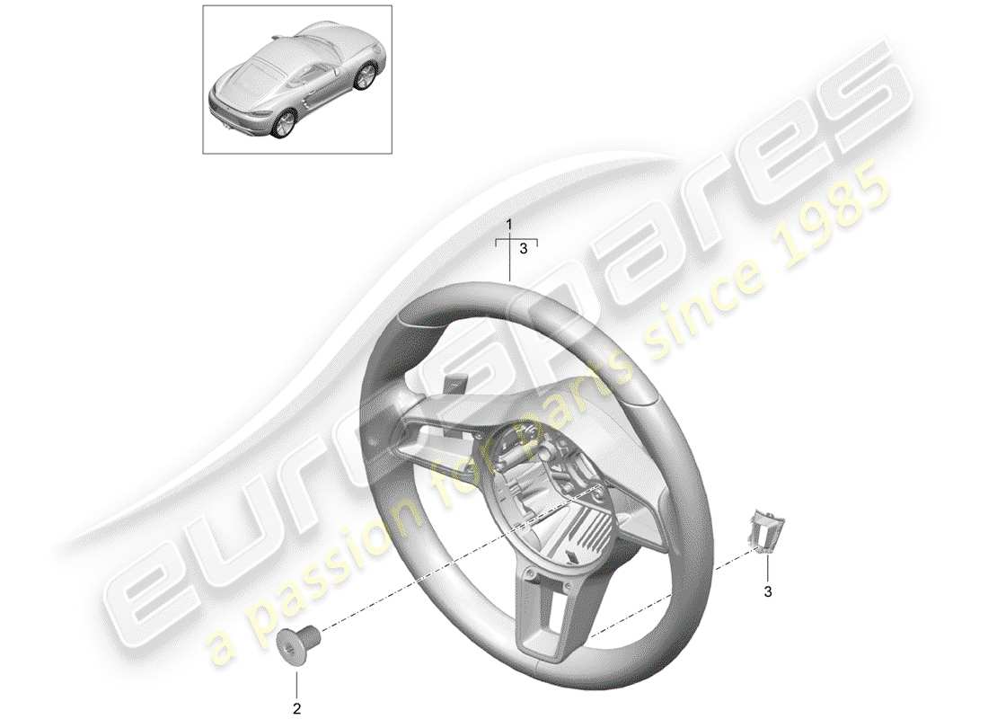porsche 718 cayman (2020) diagrama de piezas del volante
