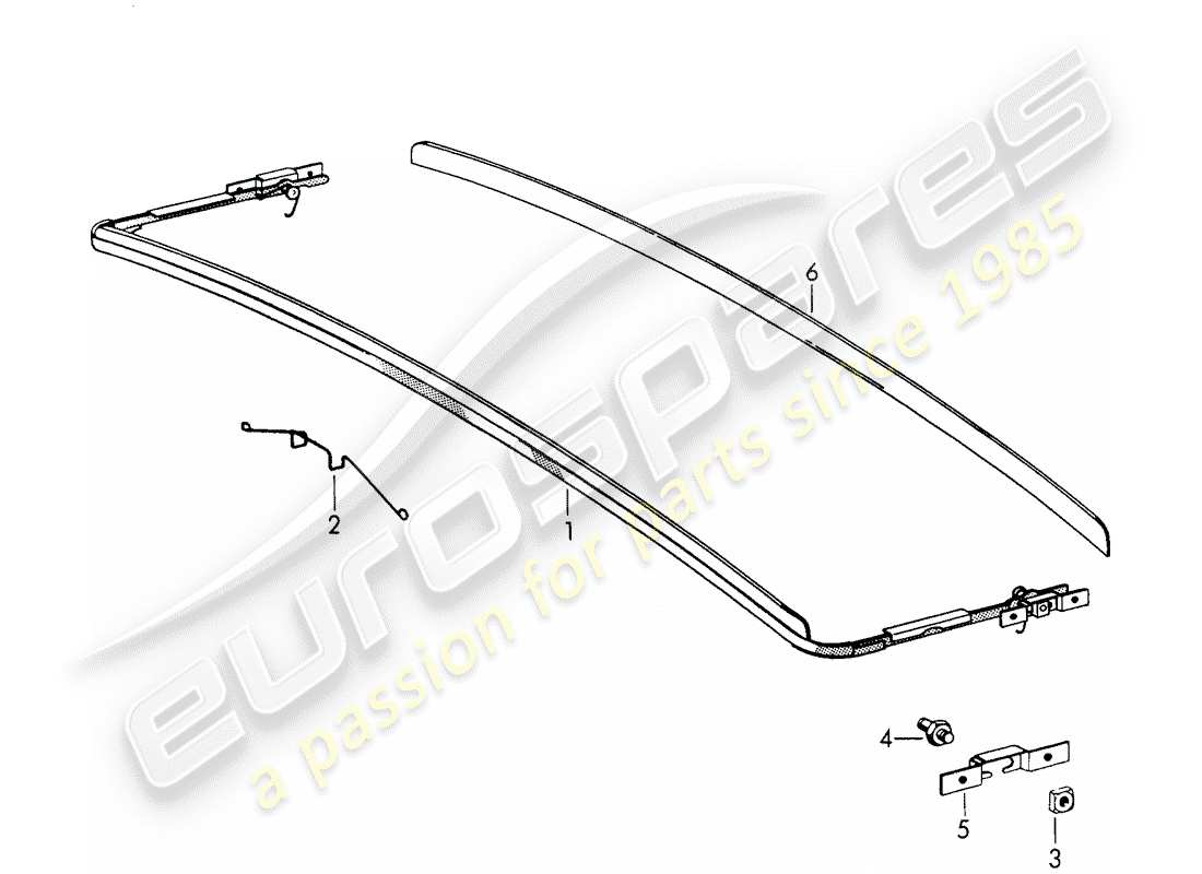 porsche 1961 (356b/356c) deflector de viento - techo solar - eléctrico diagrama de piezas