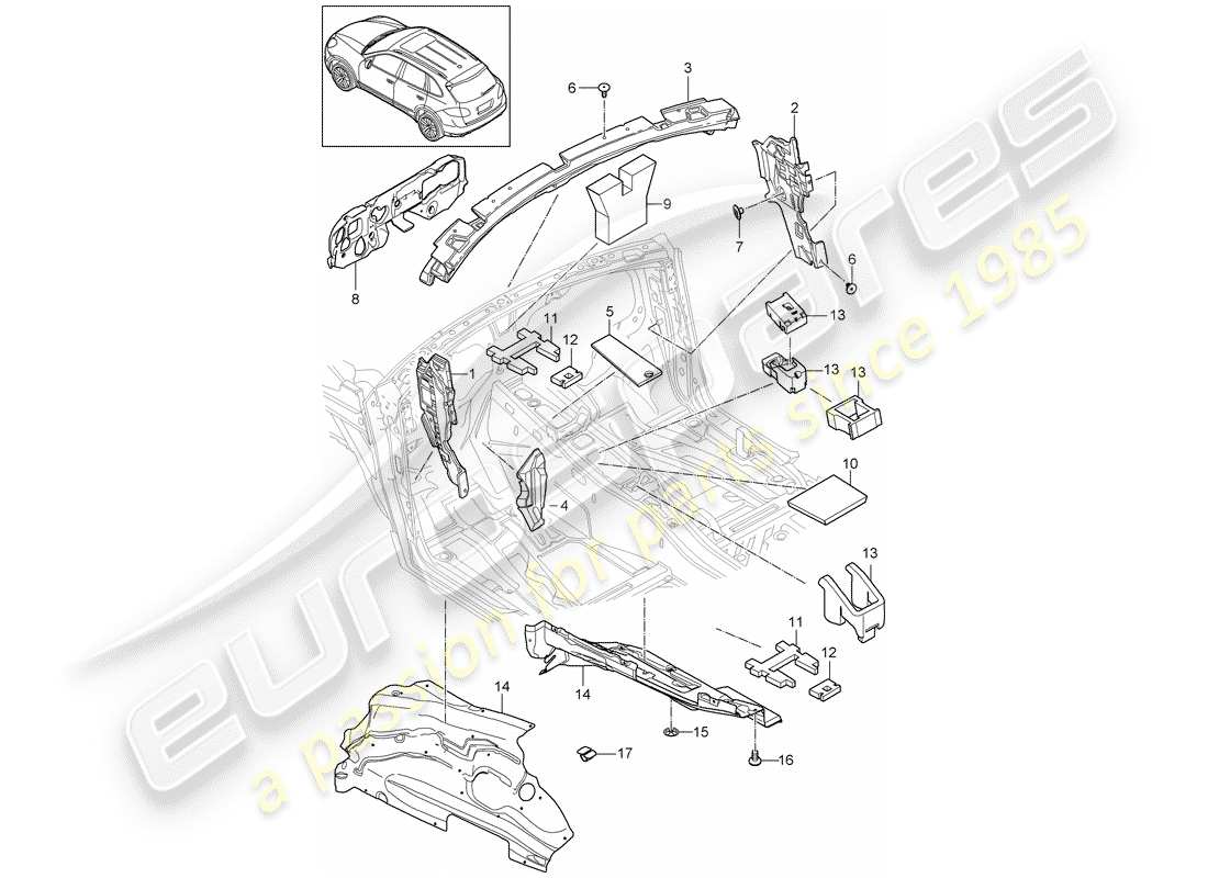 porsche 2018 (cayenne e2 92a) absorbente de sonido diagrama de piezas