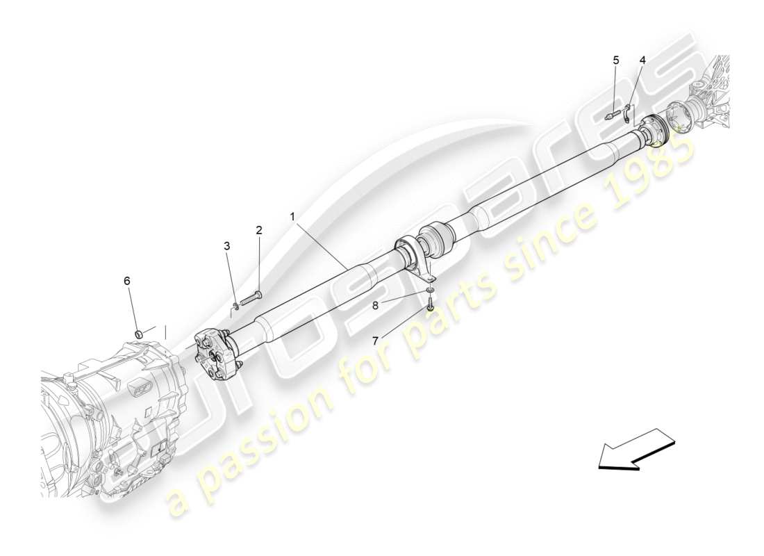 maserati qtp 3.0 tds v6 275hp (2015) diagrama de piezas del eje de transmisión