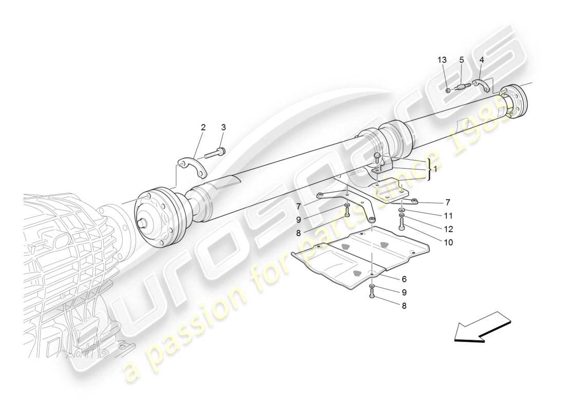 maserati granturismo (2008) eje de transmisión diagrama de piezas