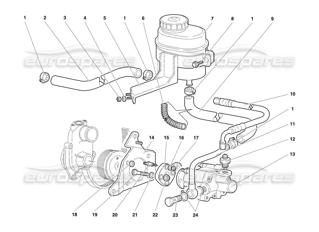 lamborghini diablo sv (1997) diagrama de piezas de dirección