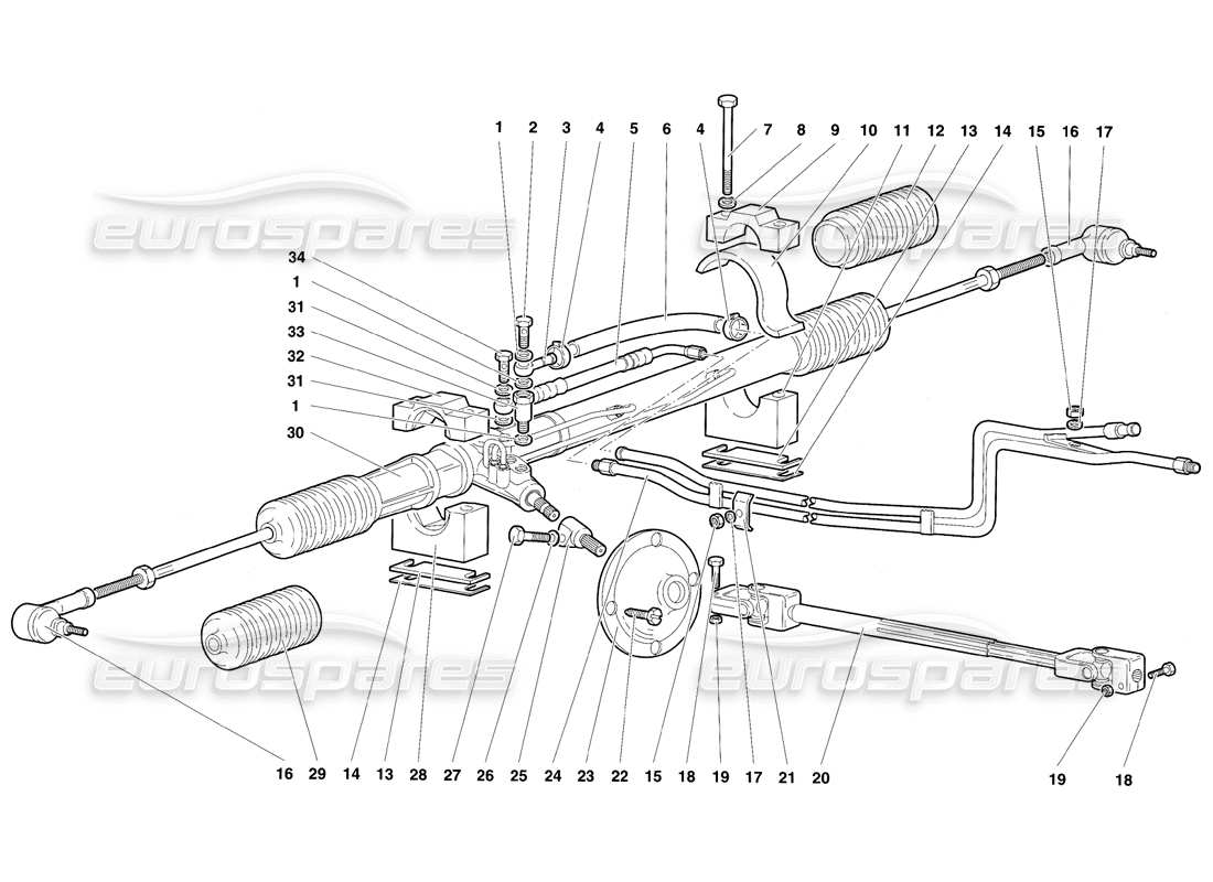 lamborghini diablo sv (1997) direccion diagrama de piezas