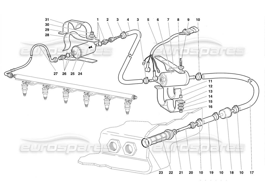 lamborghini diablo se30 (1995) fuel system diagrama de piezas