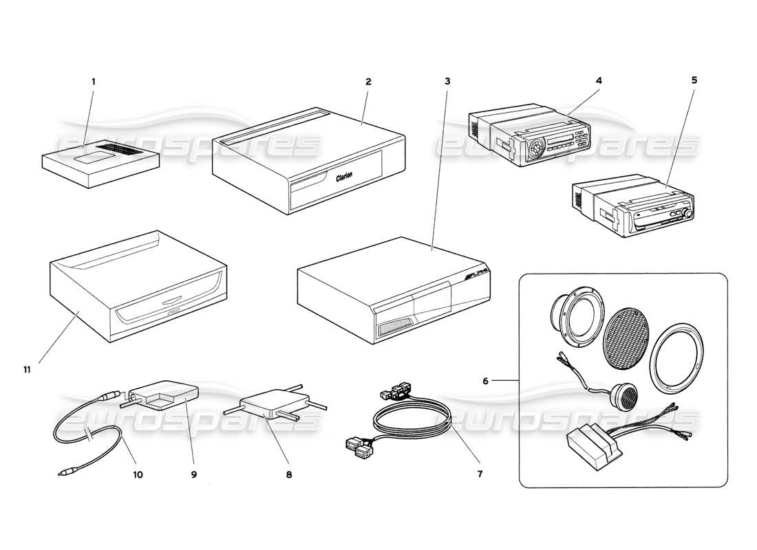 lamborghini diablo 6.0 (2001) diagrama de piezas del sistema de sonido