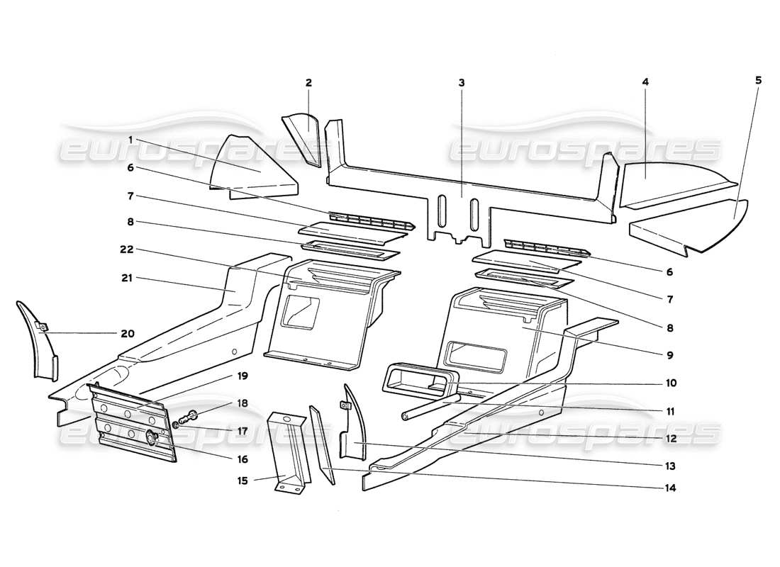 lamborghini diablo 6.0 (2001) adornos del compartimiento de pasajeros diagrama de piezas