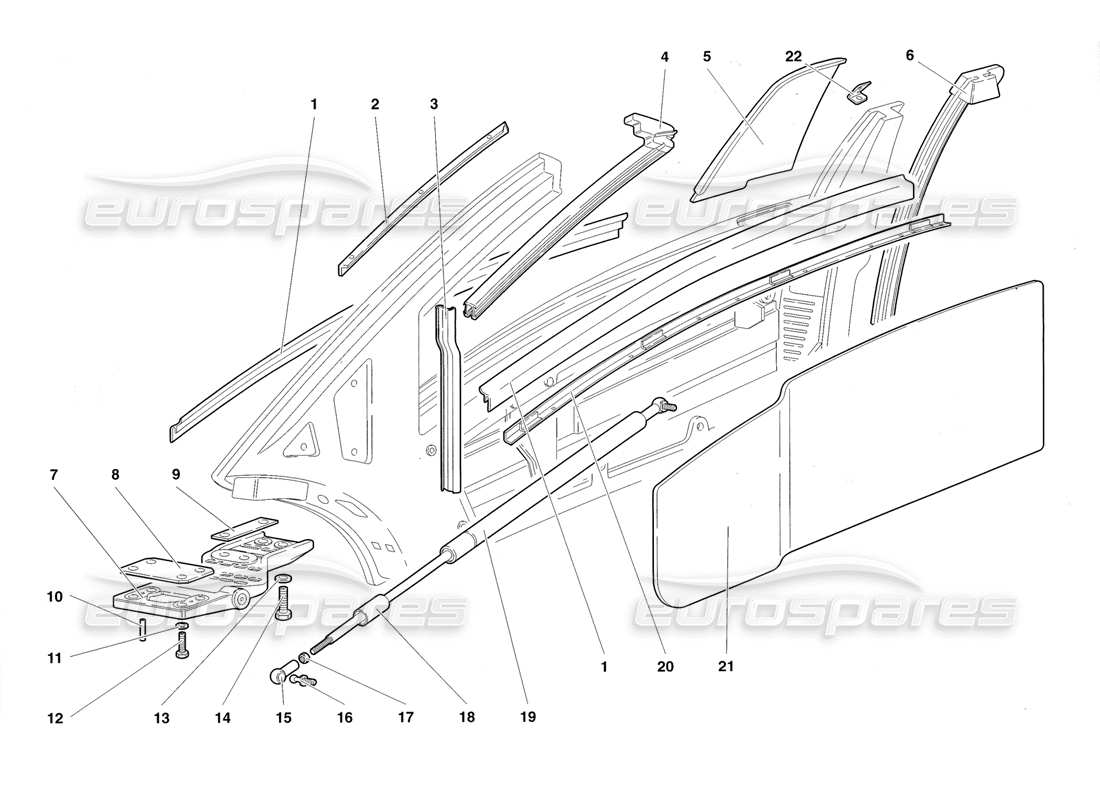 lamborghini diablo roadster (1998) puertas diagrama de piezas