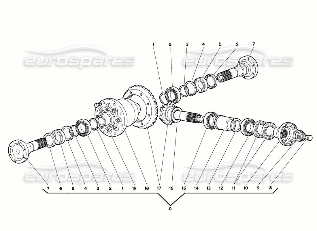lamborghini diablo 6.0 (2001) diferencial delantero diagrama de piezas
