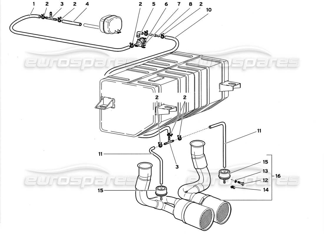 lamborghini diablo gt (1999) sistema de escape diagrama de piezas