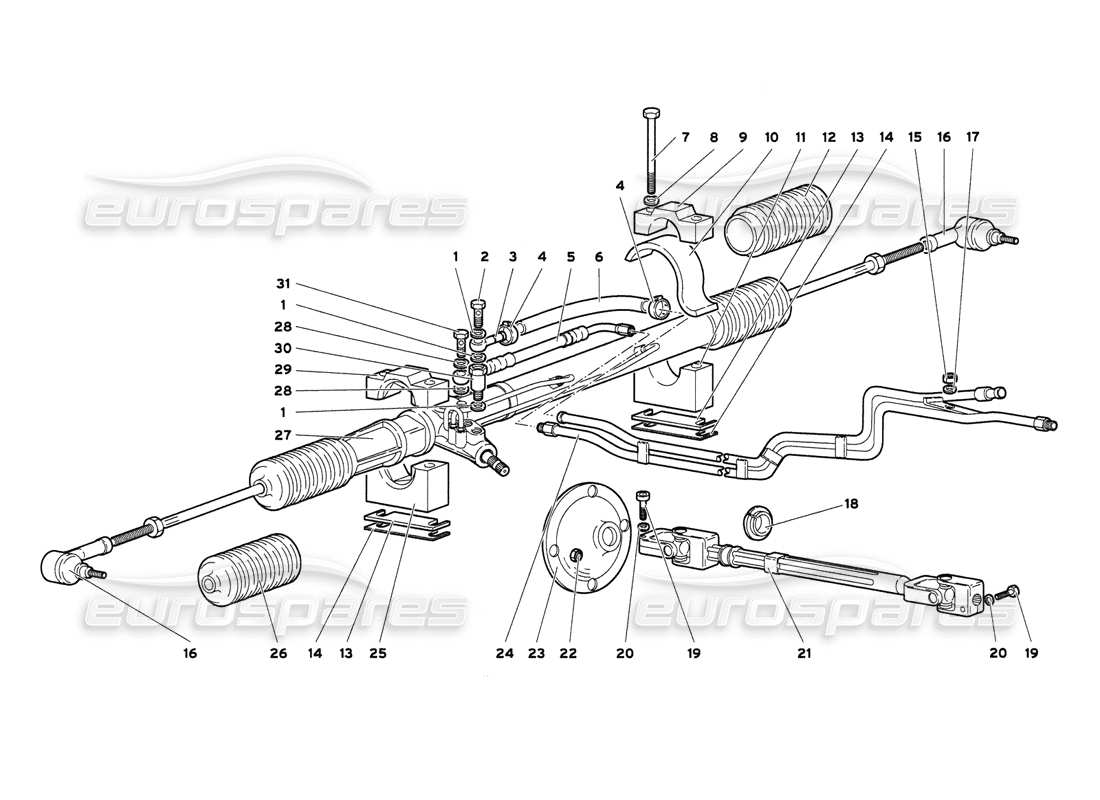 lamborghini diablo 6.0 (2001) diagrama de piezas de dirección