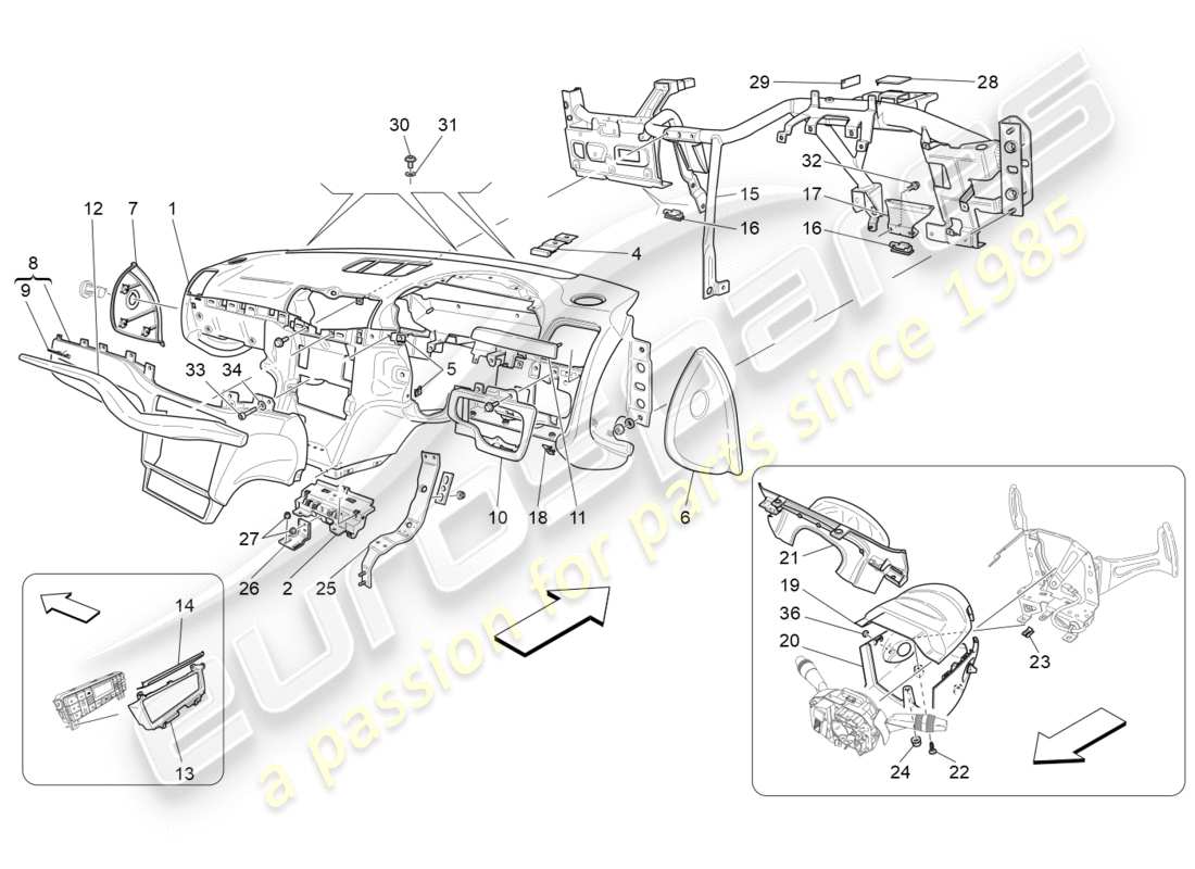 maserati granturismo s (2019) unidad de tablero diagrama de piezas