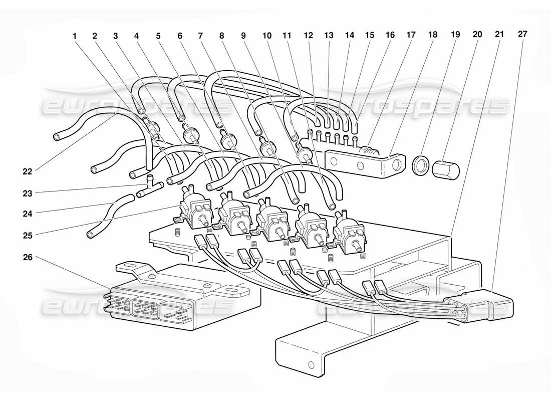 lamborghini diablo (1991) control climatico diagrama de piezas