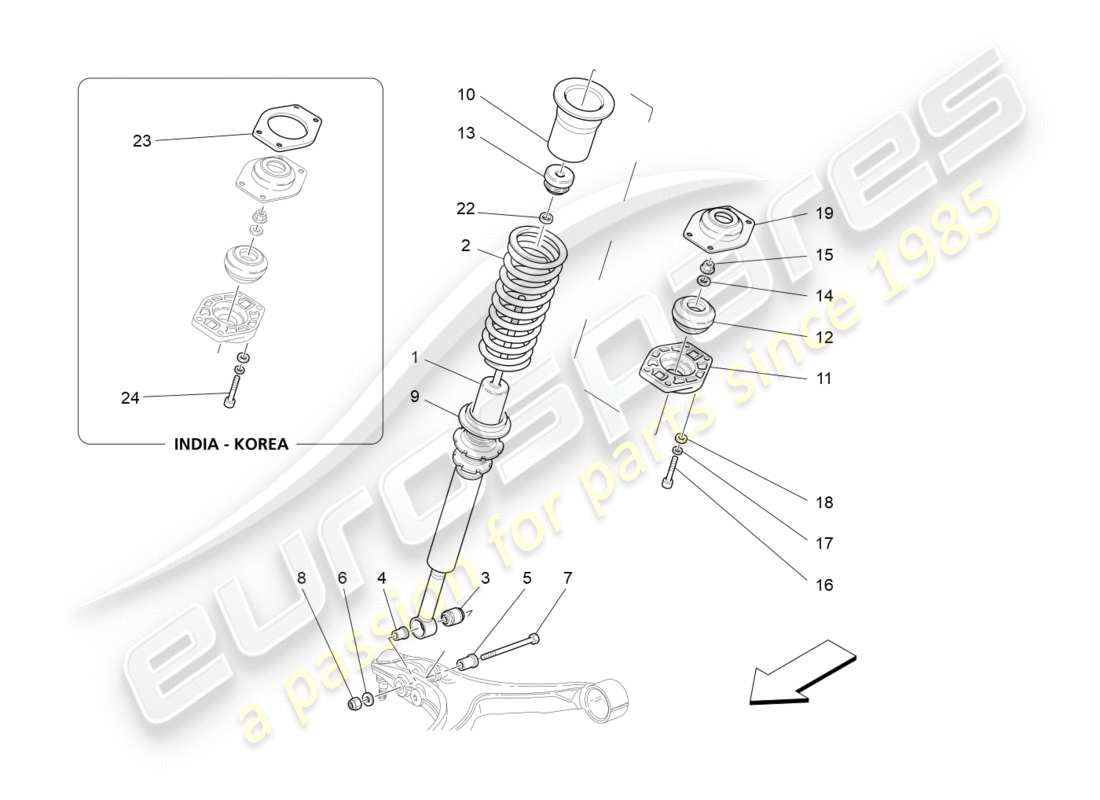 maserati granturismo (2010) diagrama de piezas de los dispositivos amortiguadores delanteros