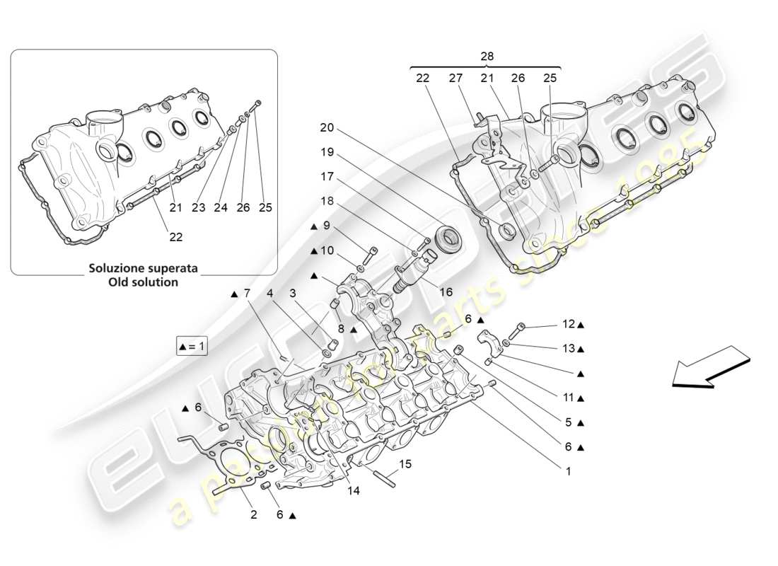 maserati granturismo s (2013) diagrama de piezas de la culata izquierda