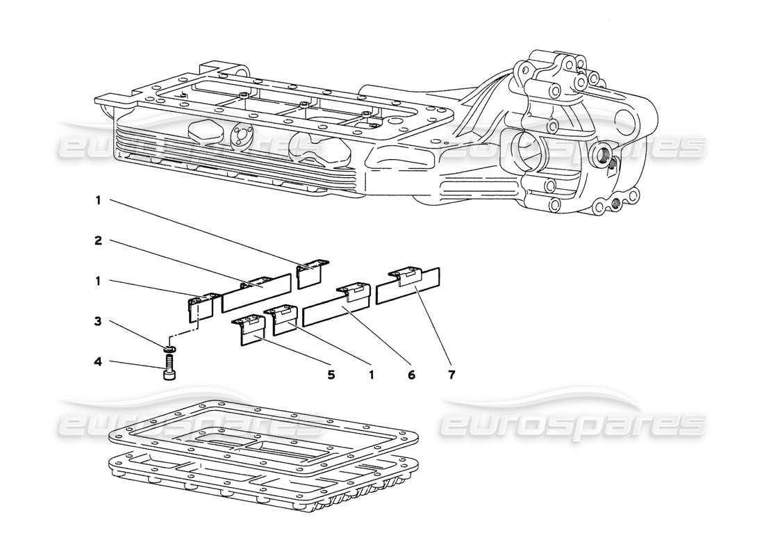 lamborghini diablo 6.0 (2001) diagrama de piezas de los deflectores con bisagras del cárter de aceite