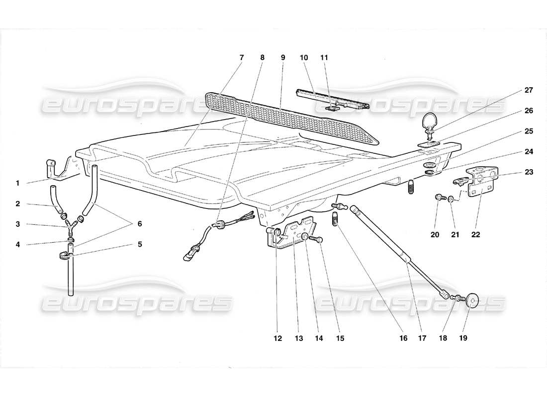 lamborghini diablo sv (1998) tapa del motor diagrama de piezas