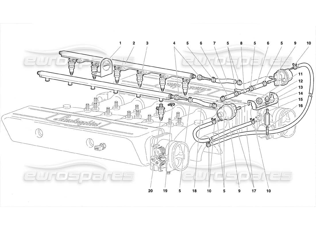 lamborghini diablo se30 (1995) diagrama de piezas del sistema de combustible