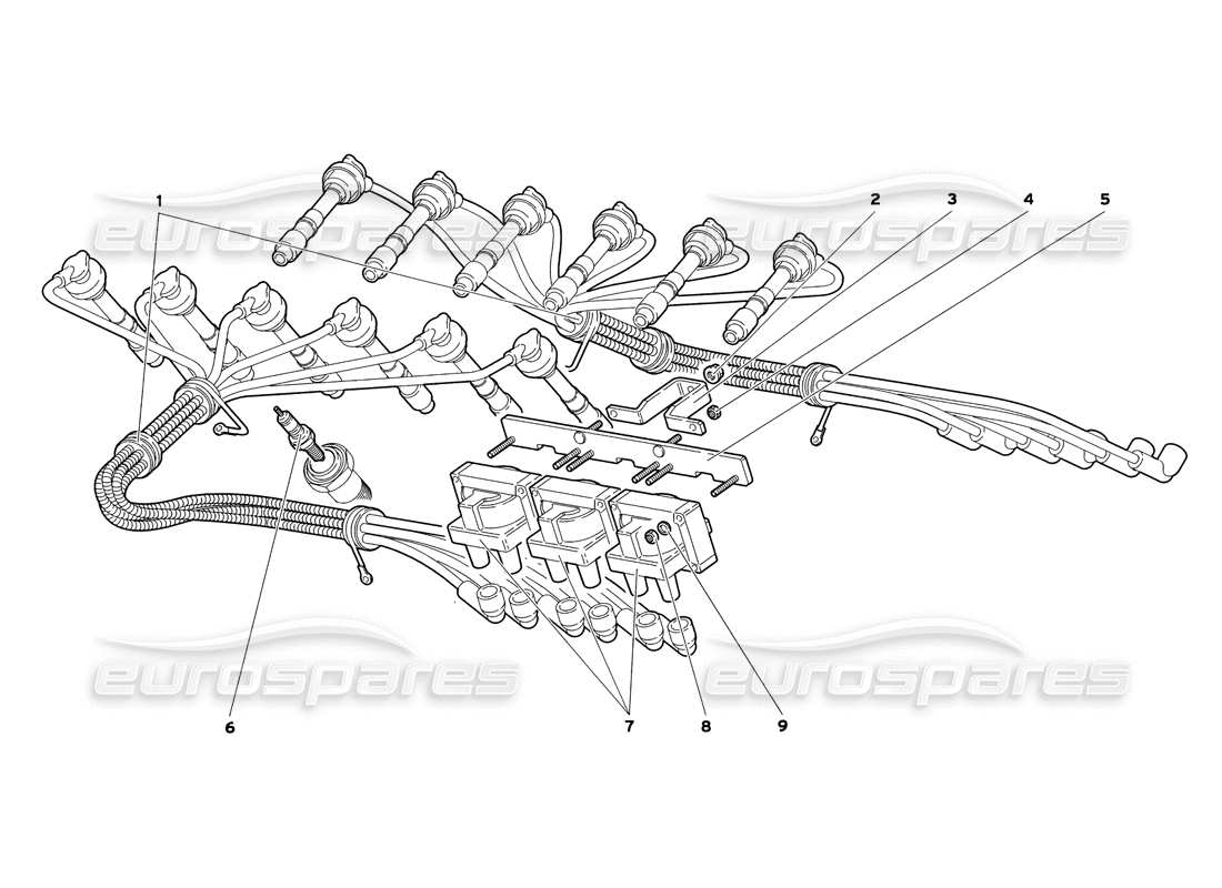 lamborghini diablo sv (1999) diagrama de piezas de componentes eléctricos