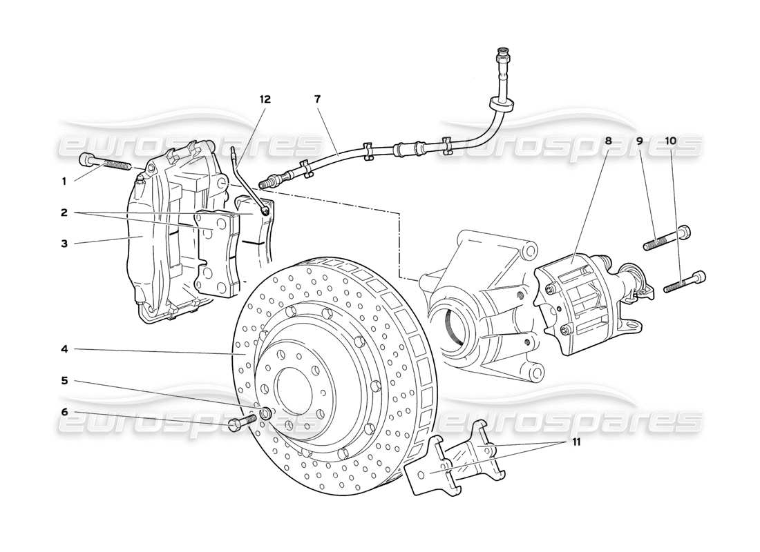 lamborghini diablo sv (1999) diagrama de piezas de frenos traseros