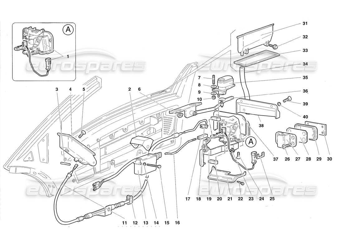 lamborghini diablo roadster (1998) puertas diagrama de piezas