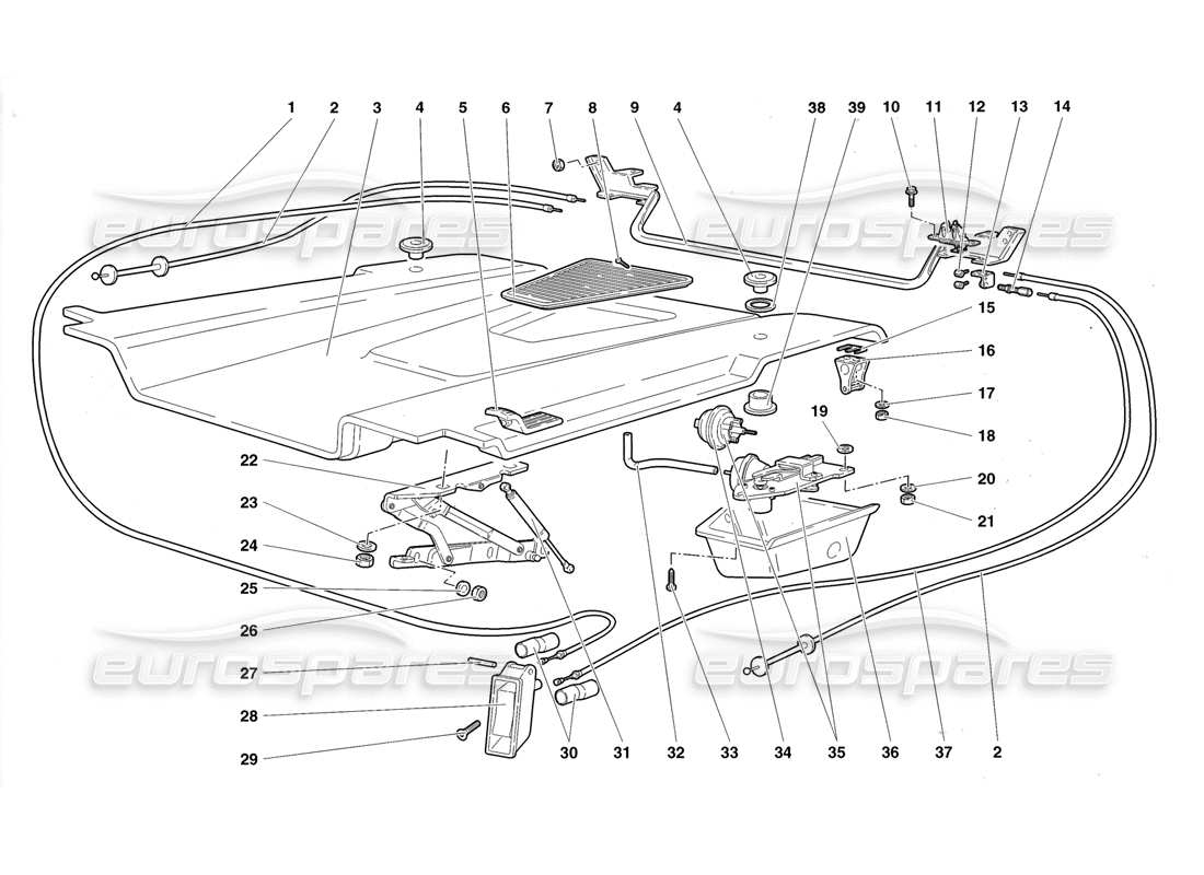lamborghini diablo roadster (1998) tapa del motor diagrama de piezas