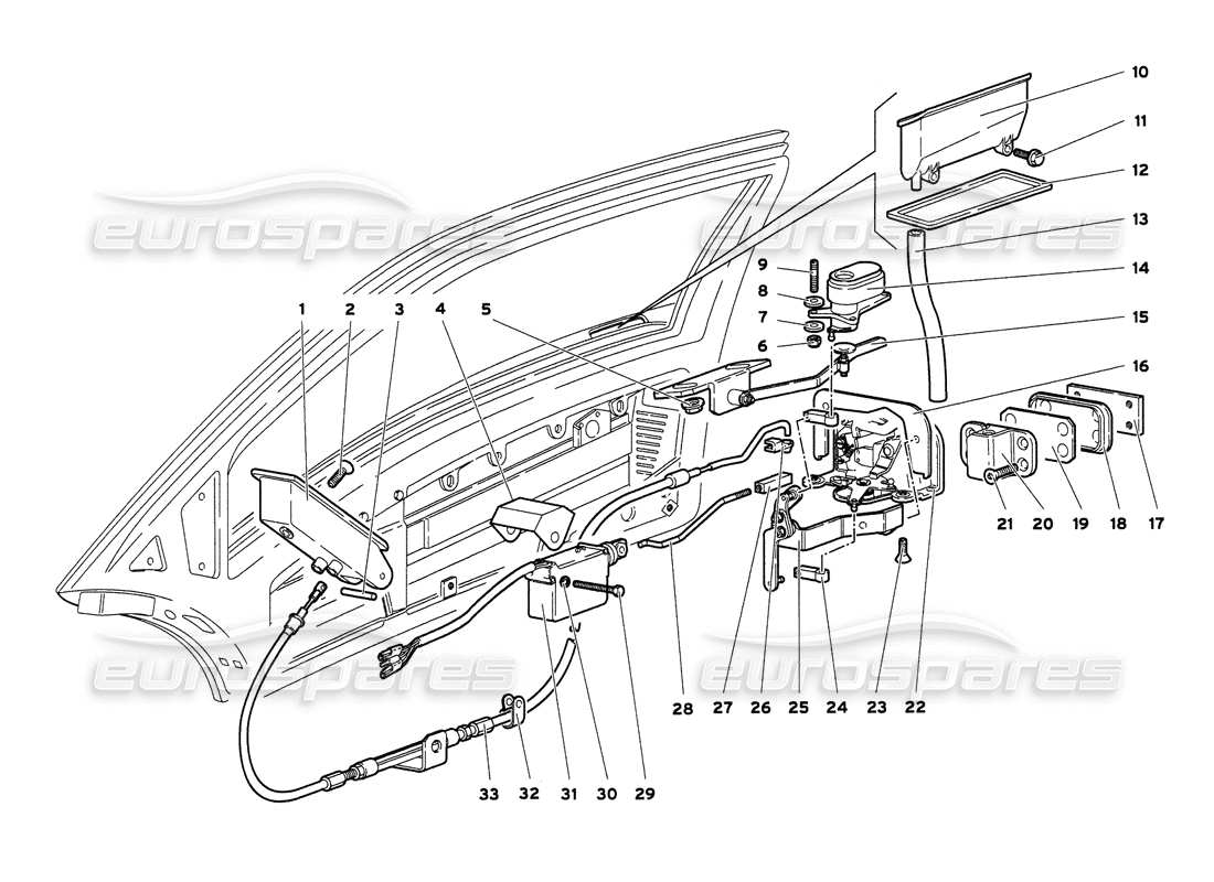 lamborghini diablo 6.0 (2001) diagrama de piezas de puertas