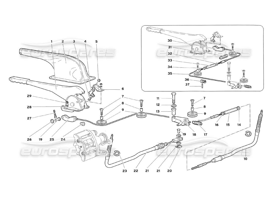 lamborghini diablo sv (1999) diagrama de piezas del freno de mano