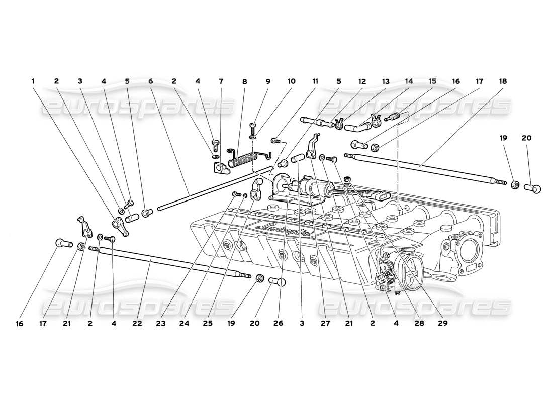 lamborghini diablo sv (1999) diagrama de piezas de los cables del acelerador