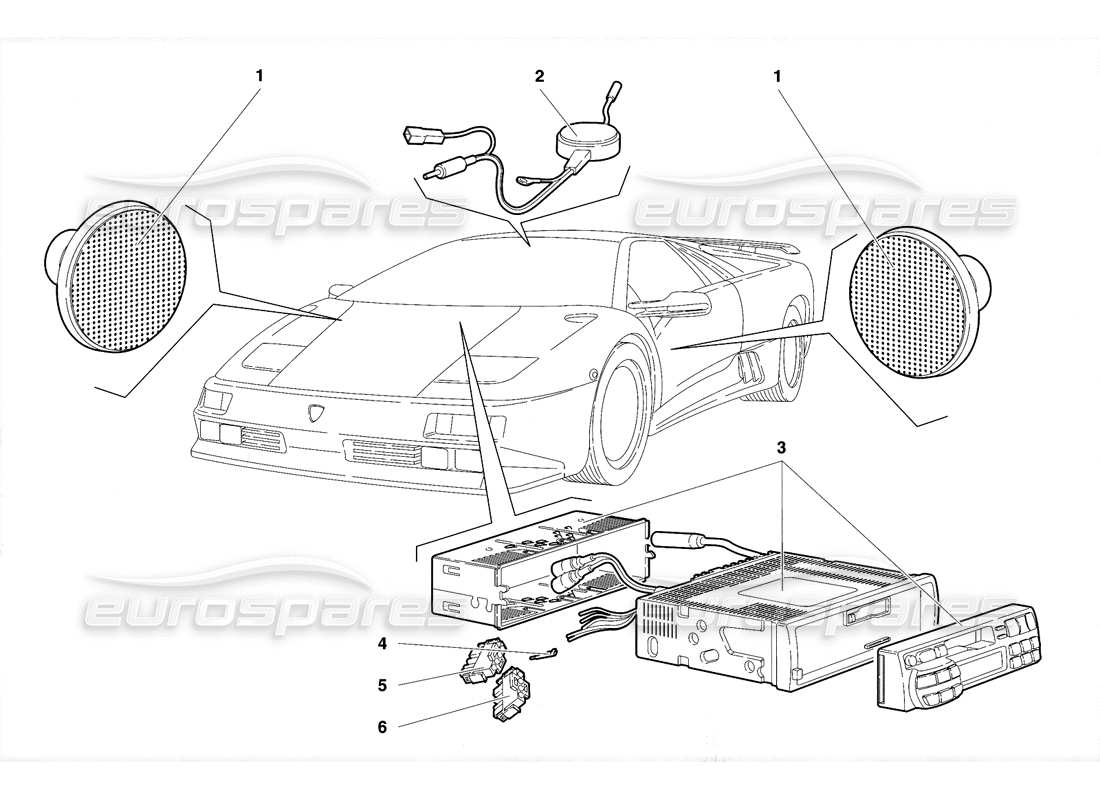 lamborghini diablo se30 (1995) diagrama de piezas del equipo de radio