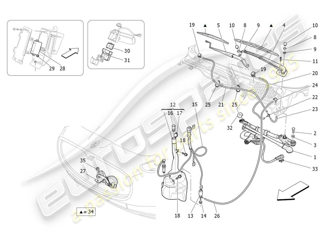 maserati granturismo s (2017) diagrama de piezas de dispositivos externos del vehículo