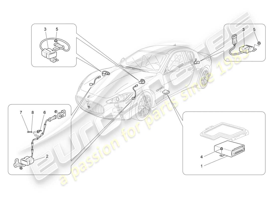 maserati granturismo s (2015) diagrama de piezas de control electrónico (suspensión)