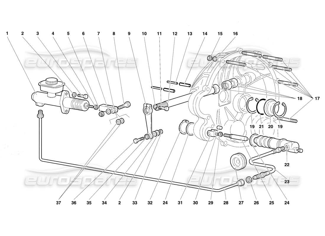 lamborghini diablo se30 (1995) diagrama de piezas de las palancas de control del embrague