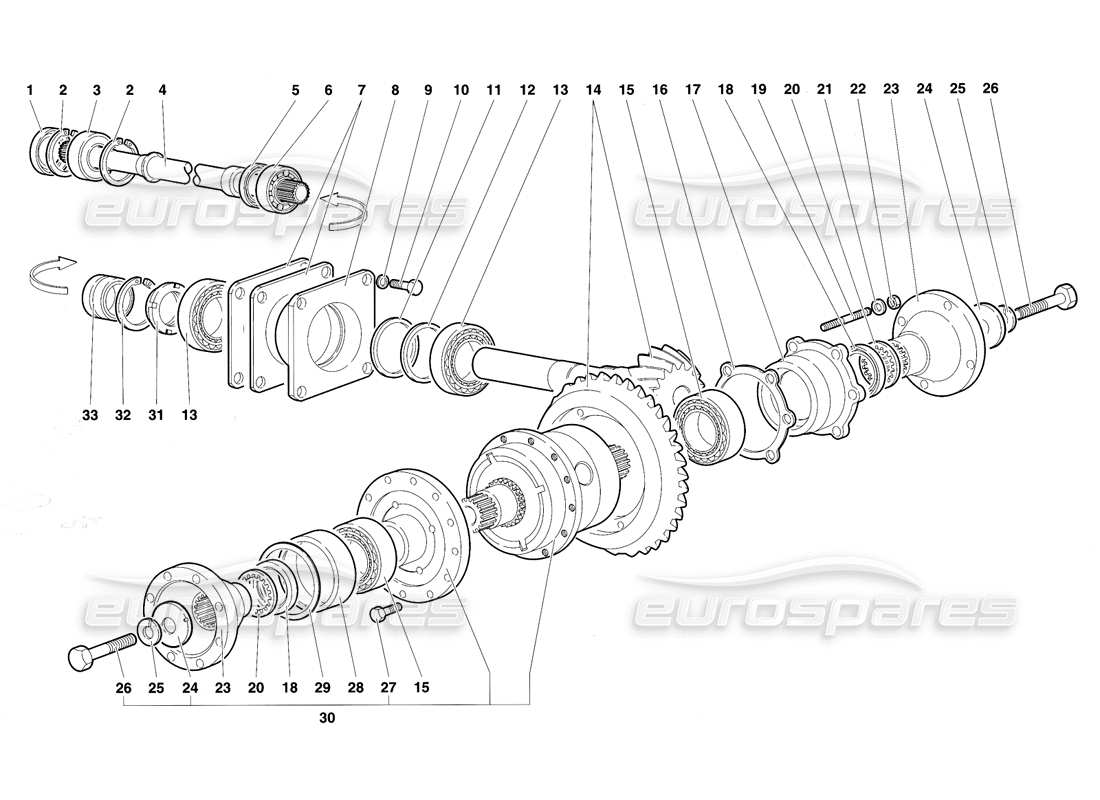 lamborghini diablo se30 (1995) diferencial diagrama de piezas