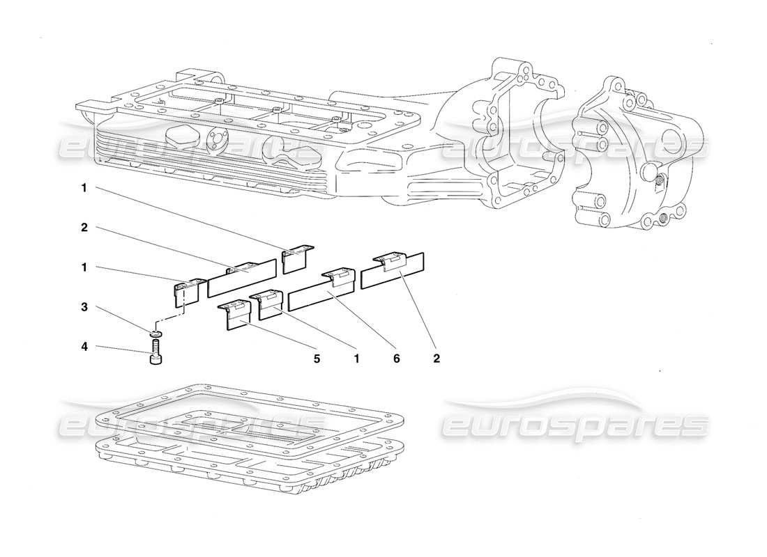 lamborghini diablo sv (1997) diagrama de piezas de los deflectores del cárter de aceite