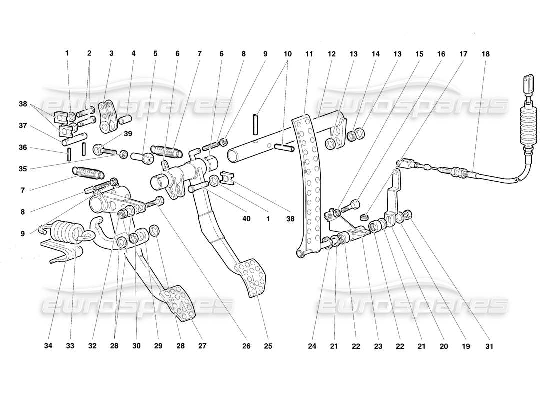lamborghini diablo se30 (1995) diagrama de piezas de pedales