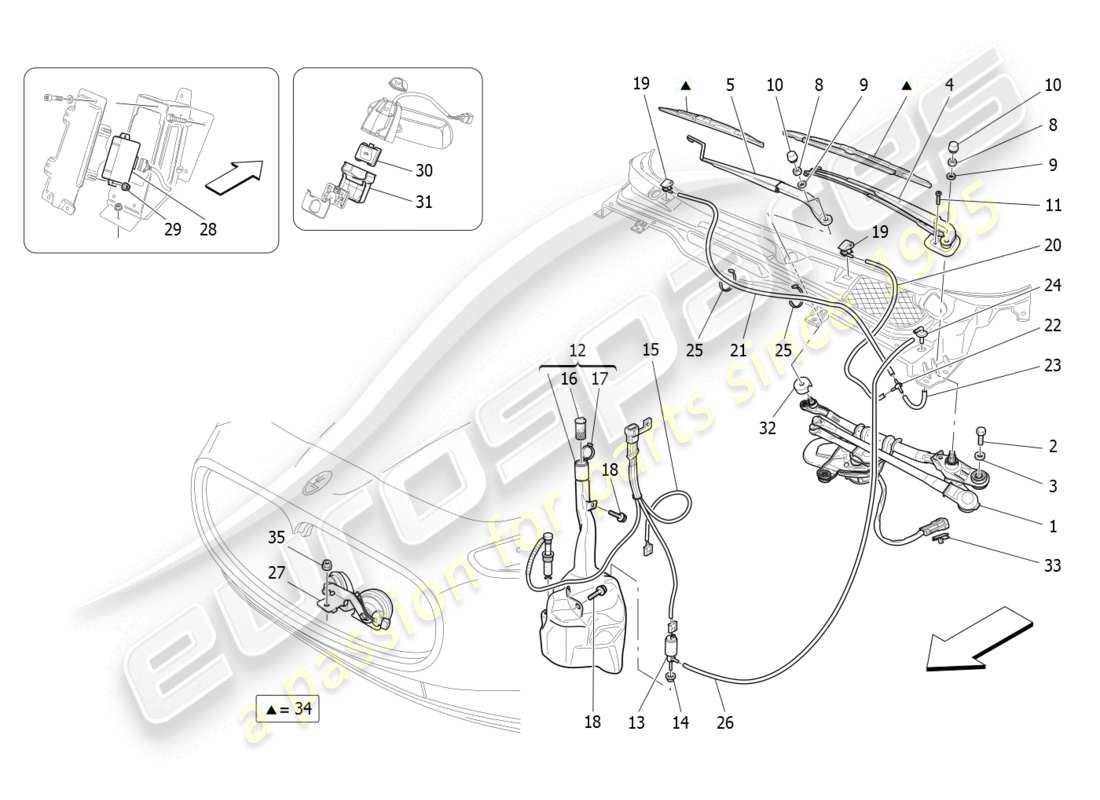 maserati granturismo (2008) dispositivos externos del vehículo diagrama de piezas
