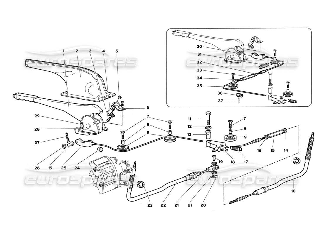lamborghini diablo 6.0 (2001) diagrama de piezas del freno de mano