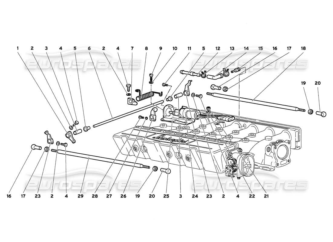 lamborghini diablo 6.0 (2001) diagrama de piezas de los cables del acelerador