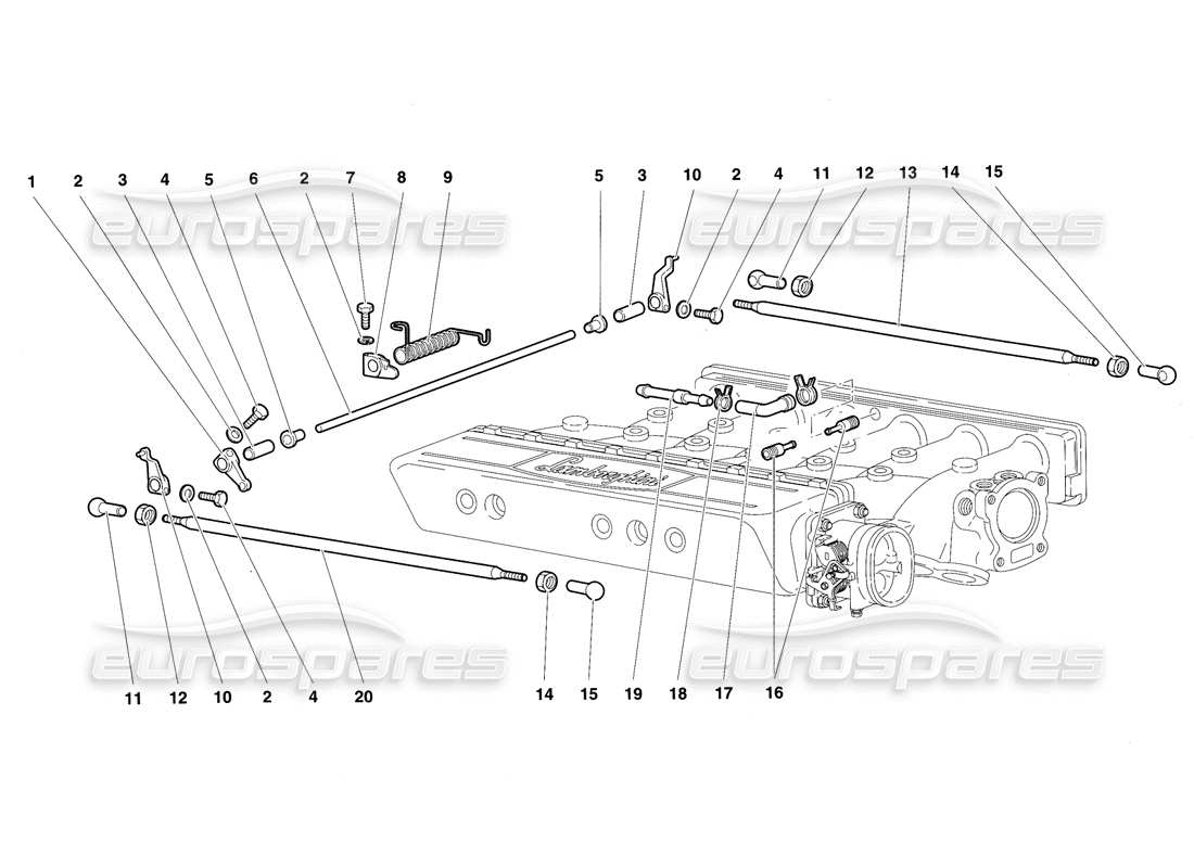 lamborghini diablo sv (1997) diagrama de piezas de los cables del acelerador