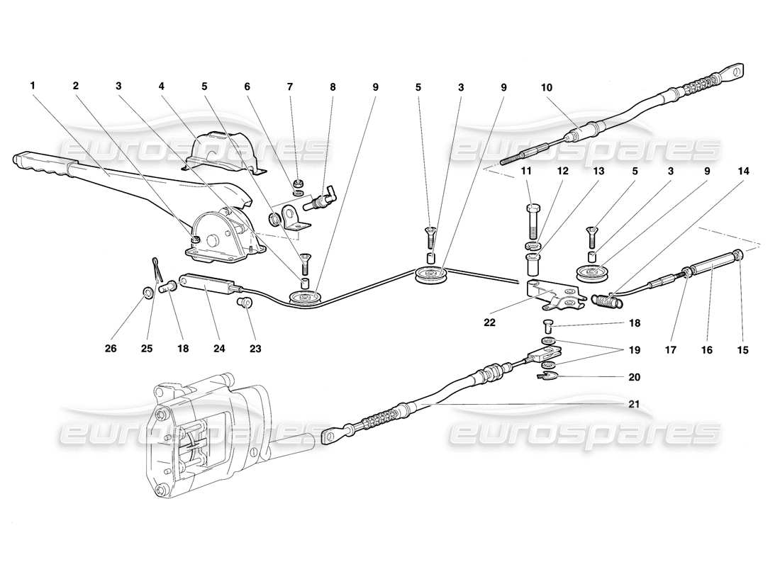 lamborghini diablo se30 (1995) diagrama de piezas del freno de mano