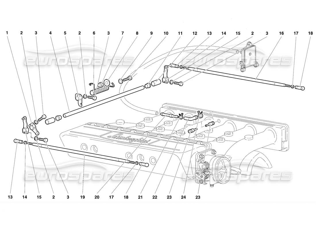 lamborghini diablo se30 (1995) diagrama de piezas de los cables del acelerador