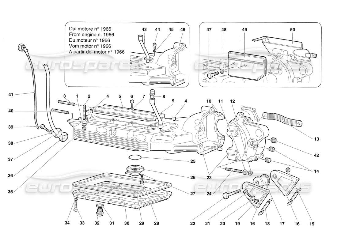 lamborghini diablo roadster (1998) diagrama de piezas del cárter de aceite