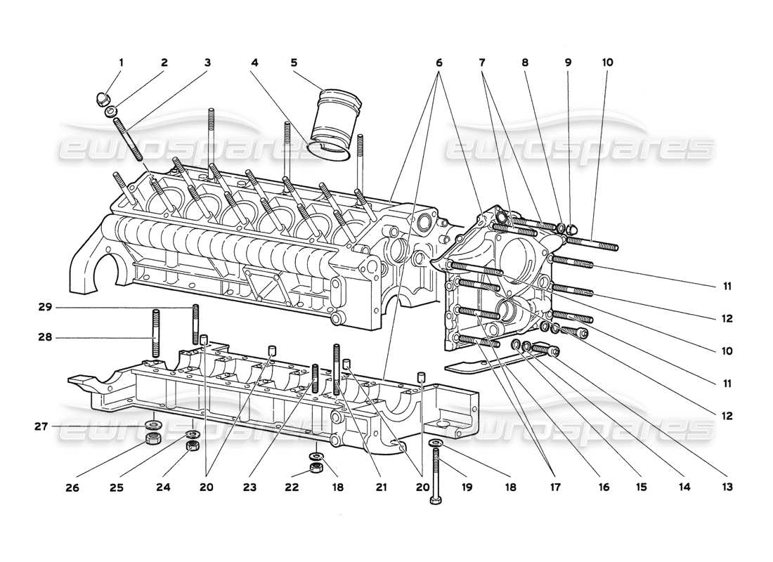 lamborghini diablo 6.0 (2001) cárter y montaje inferior diagrama de piezas