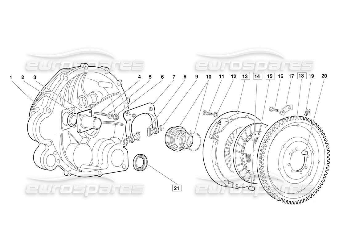 lamborghini diablo (1991) clutch (válido para la versión 1992 de junio) diagrama de piezas