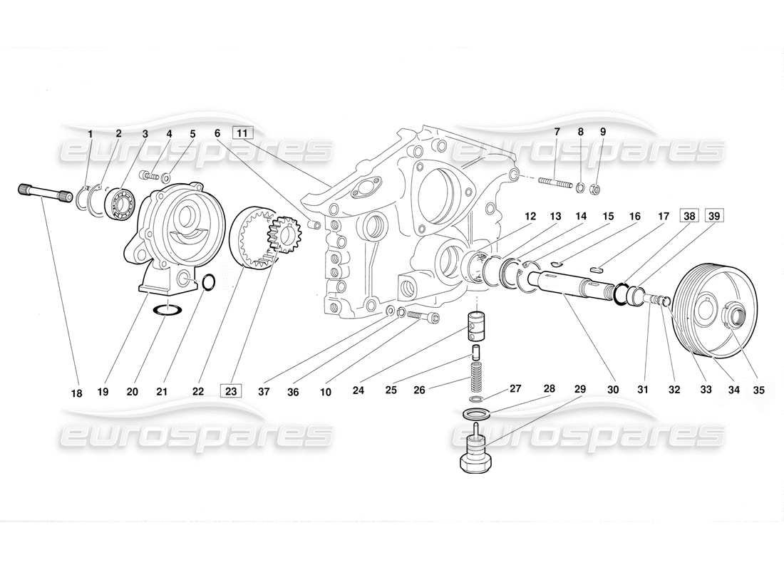 lamborghini diablo (1991) diagrama de piezas de la bomba de aceite del motor (válido para la versión 1992 de junio)