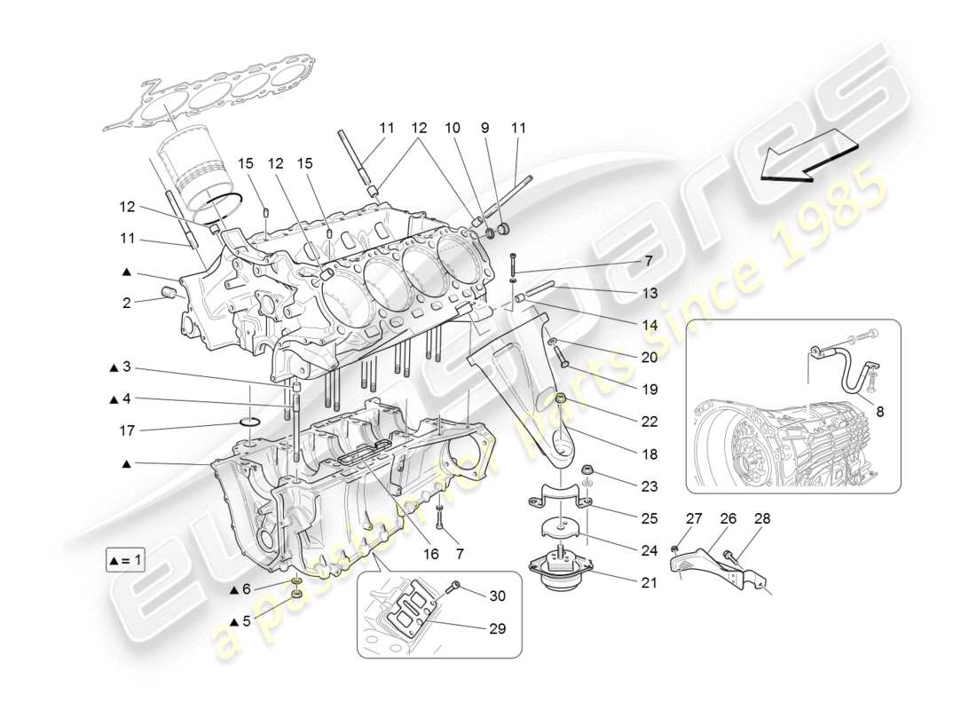 maserati granturismo (2008) crankcase diagrama de piezas