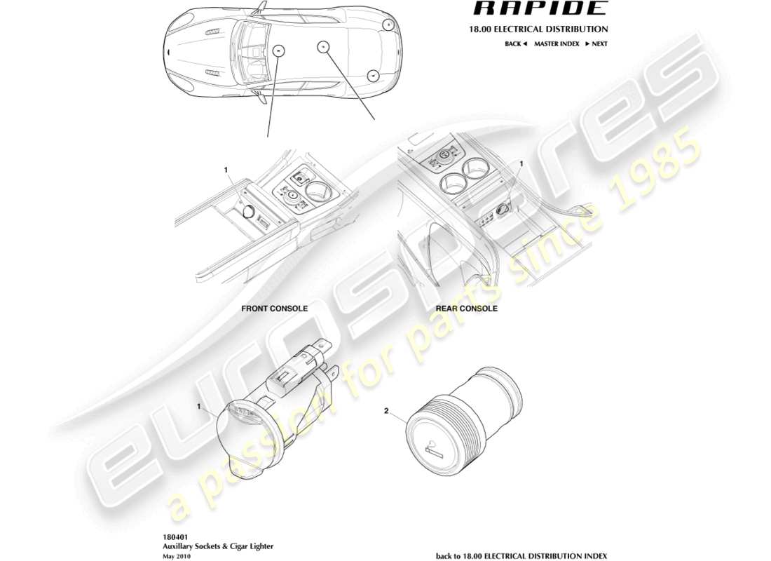 aston martin rapide (2010) tomas auxiliares diagrama de piezas