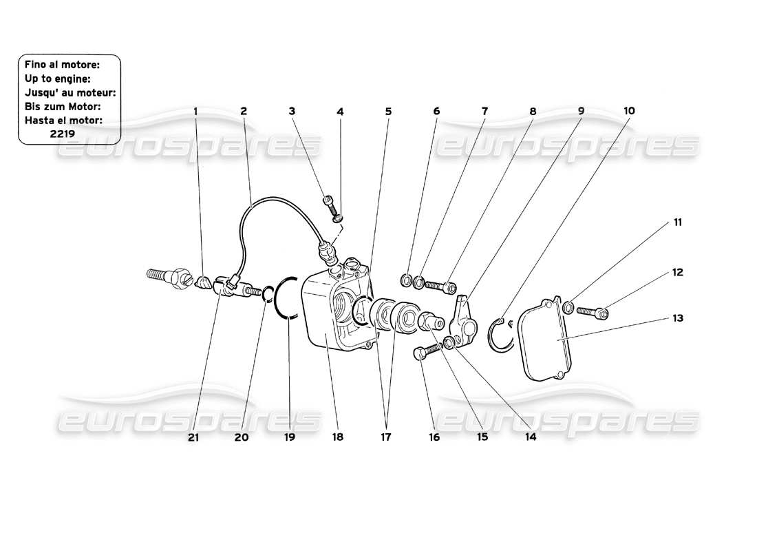lamborghini diablo sv (1999) diagrama de piezas de sensores de fase (hasta el motor 2219)