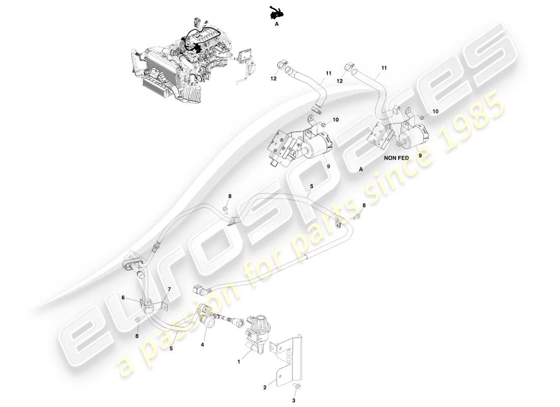 aston martin v8 vantage (2005) diagrama de partes de emisiones evaporativas